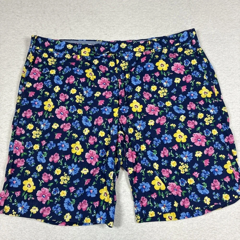 Polo Ralph‎ Lauren Shorts Mens 35 Navy Floral Chino Straight Fit Casual Summer